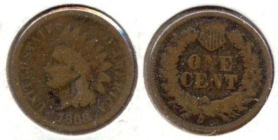 1868 Indian Head Cent Good-4