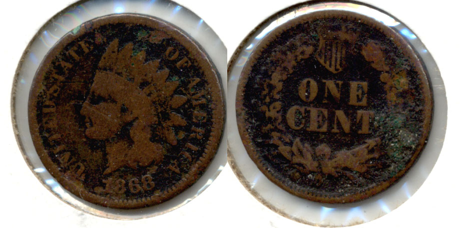 1868 Indian Head Cent Good-4 d Dark