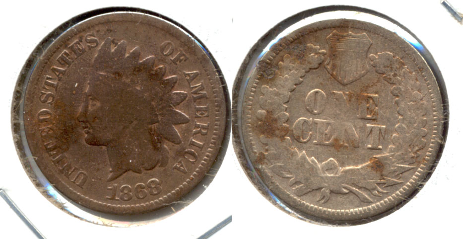 1868 Indian Head Cent Good-4 f Cleaned