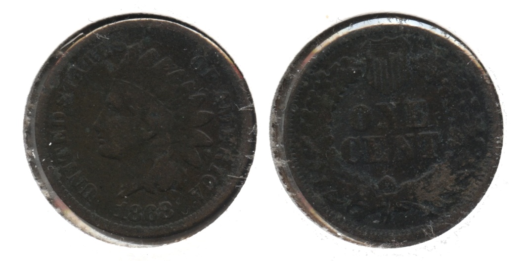 1868 Indian Head Cent Good-4 #o Dark