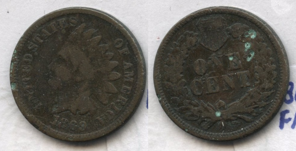 1869 Indian Head Cent Fair-2 #b