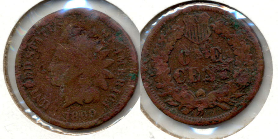 1869 Indian Head Cent Good-4 b Rough