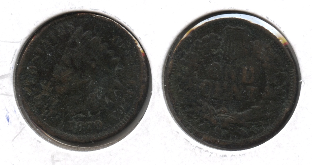 1870 Indian Head Cent Good-4 #l Very Dark