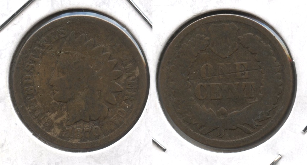 1870 Indian Head Cent Good-4 #m Reverse Scrape