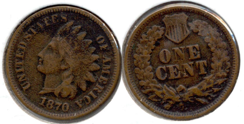 1870 Indian Head Cent VF-20 Bit Porous