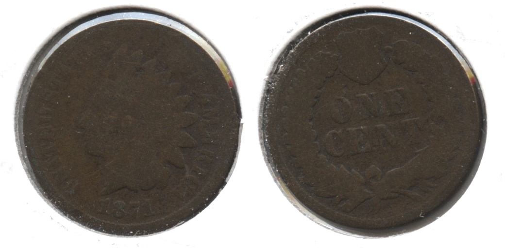 1871 Indian Head Cent Good-4 #b Old Marks