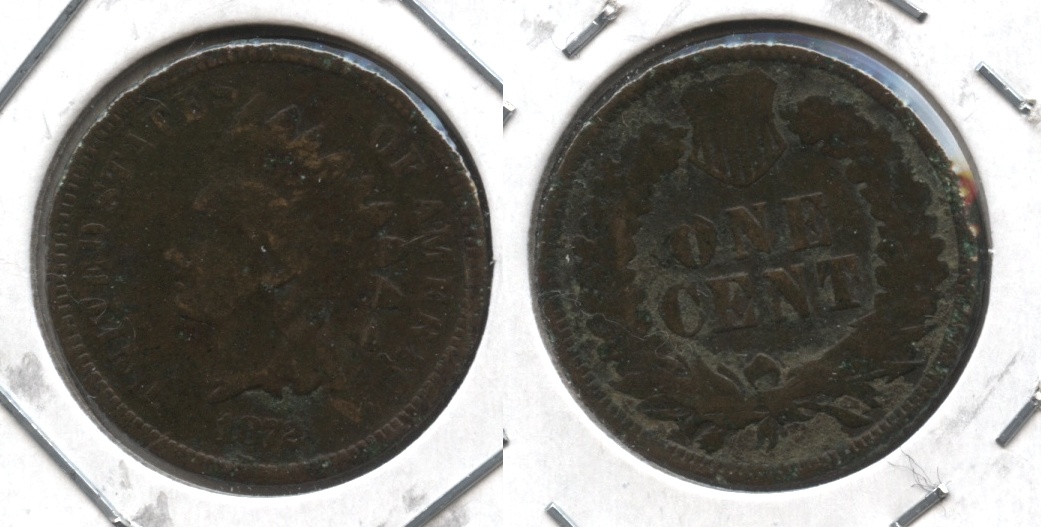 1872 Indian Head Cent Good-4 #f Dark