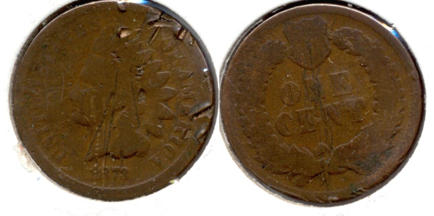 1873 Indian Head Cent AG-3 b Damaged