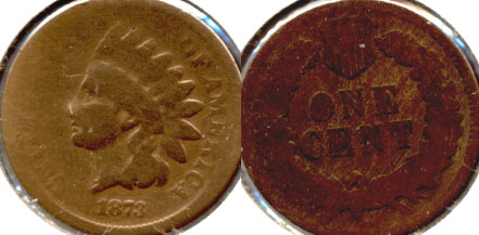 1873 Indian Head Cent AG-3 c Plated Obverse