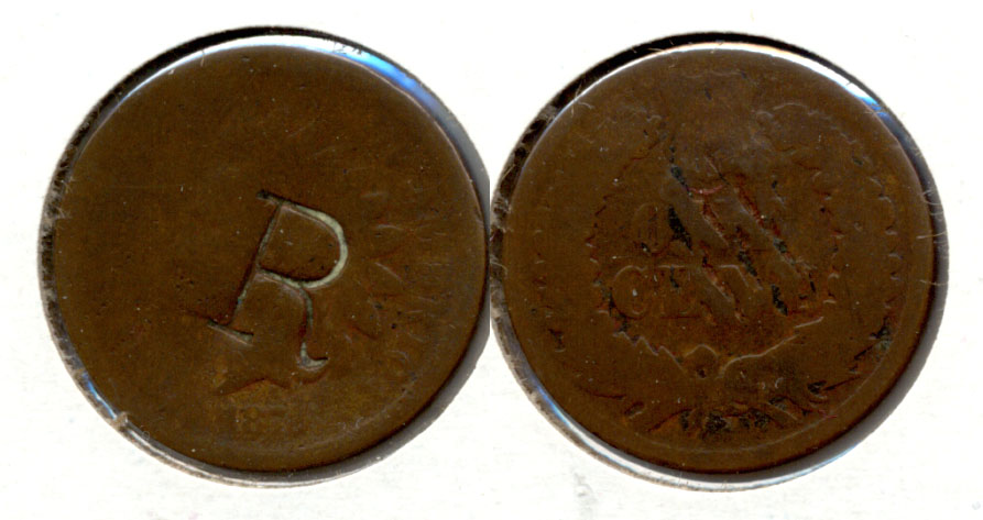 1873 Indian Head Cent AG-3 h Stamp R