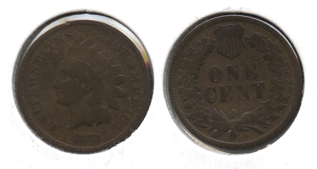 1873 Indian Head Cent Good-4 #al Slight Bend