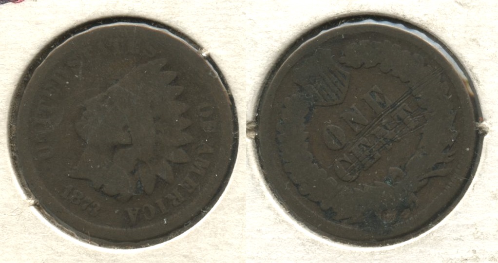 1873 Indian Head Cent Good-4 #aq Reverse Scratches