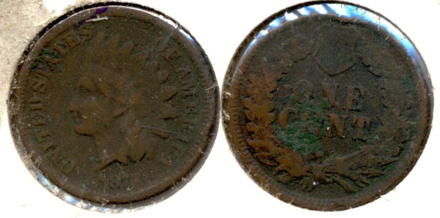 1873 Indian Head Cent Good-4 d Reverse Green