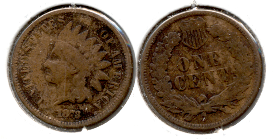 1873 Indian Head Cent Good-4 y Cleaned