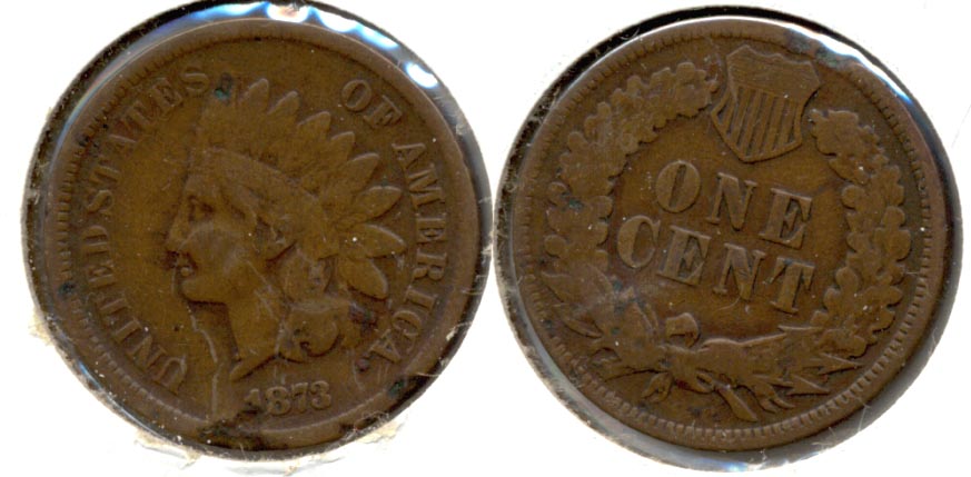 1873 Indian Head Cent VG-8 Damage a