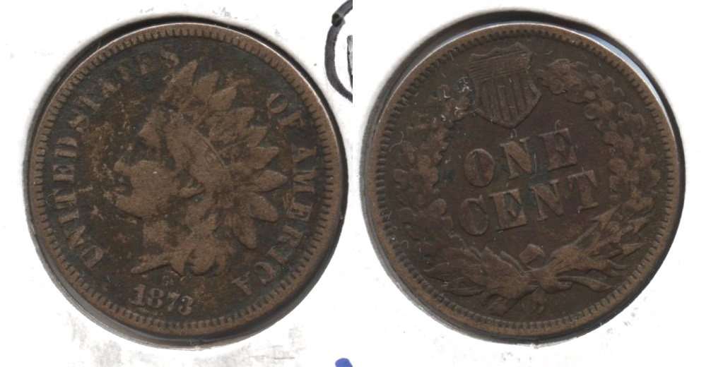 1873 Indian Head Cent VG-8 #f Bit Dark