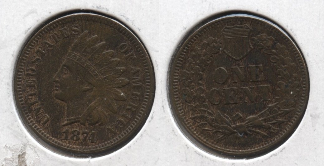 1874 Indian Head Cent AU-50