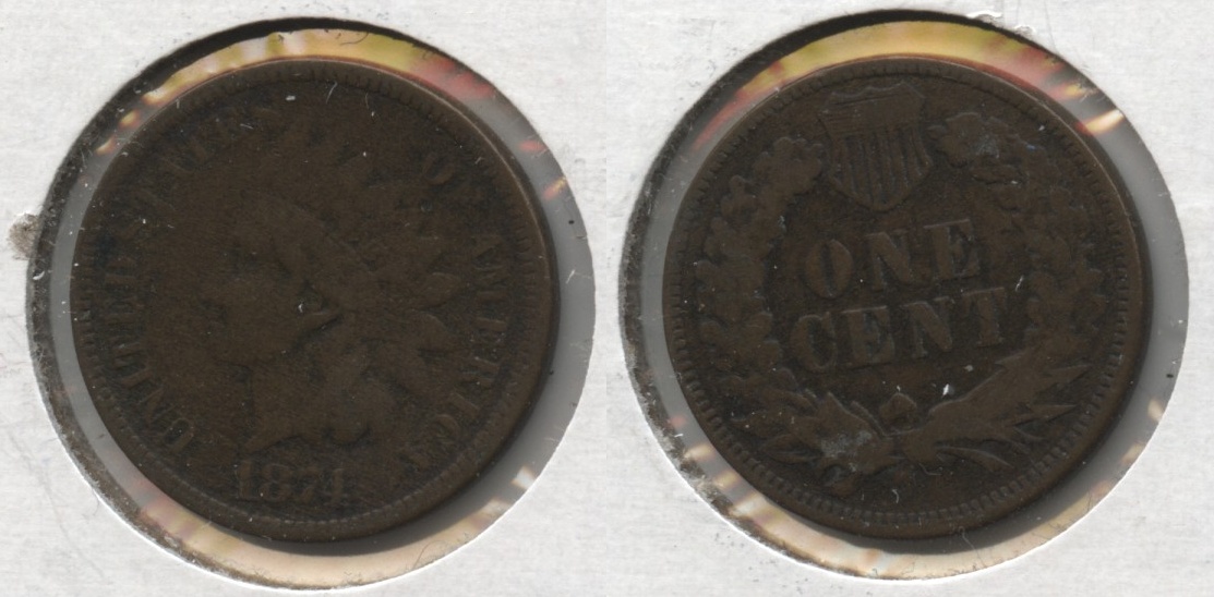 1874 Indian Head Cent Fine-12 #b