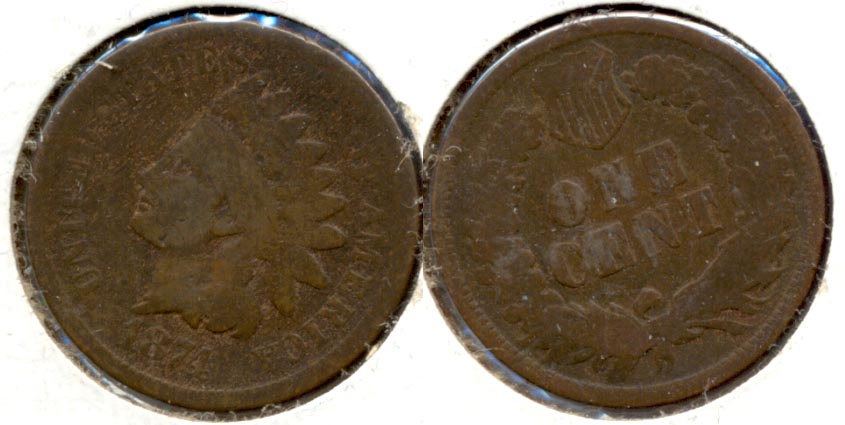 1874 Indian Head Cent Good-4