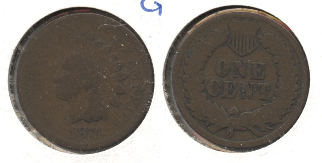 1874 Indian Head Cent Good-4 #ai