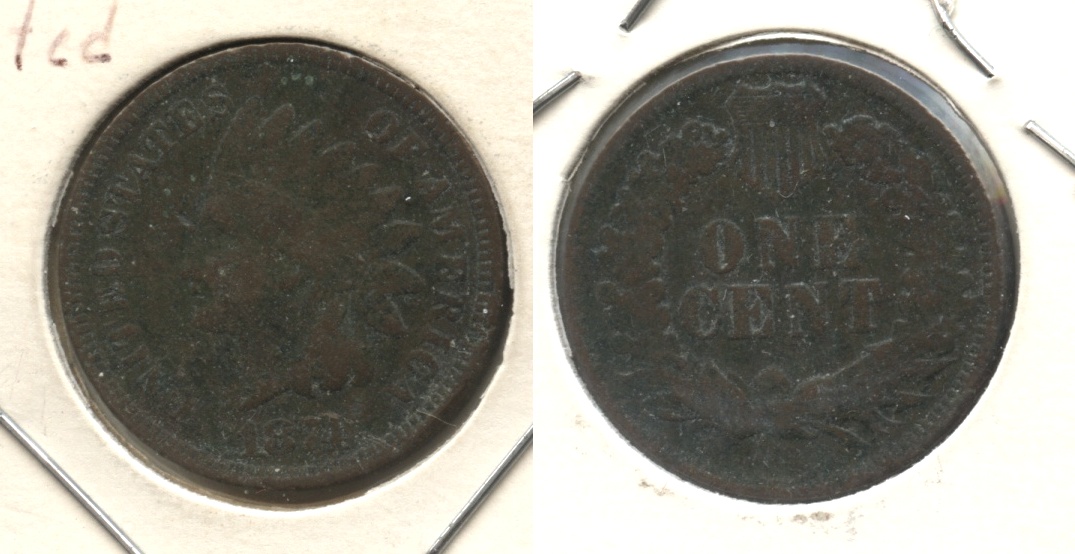 1874 Indian Head Cent Good-4 #ak Pitted