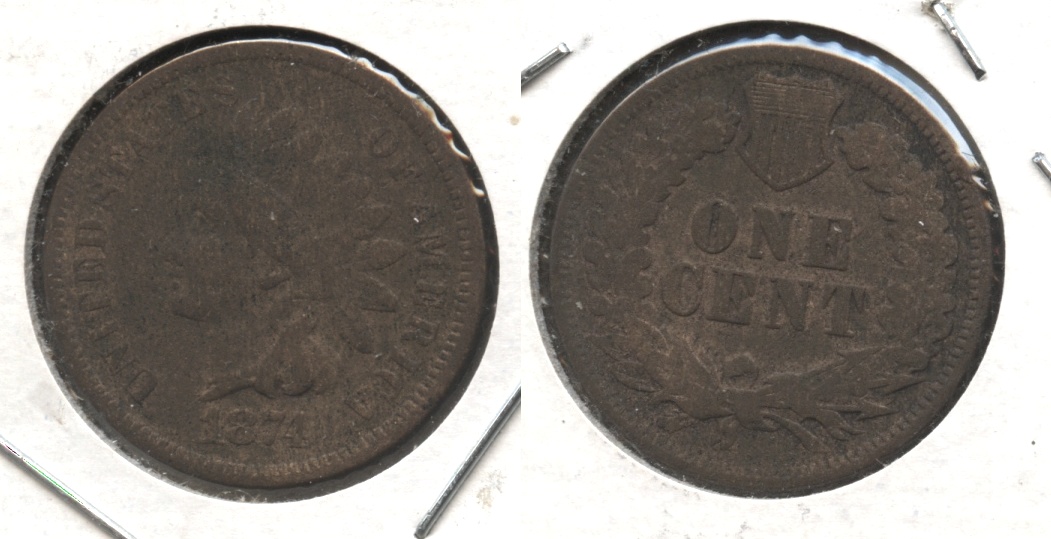 1874 Indian Head Cent Good-4 #am Pitted
