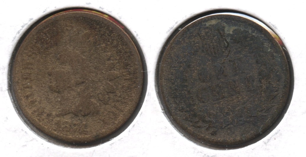 1874 Indian Head Cent Good-4 #ar Cleaned