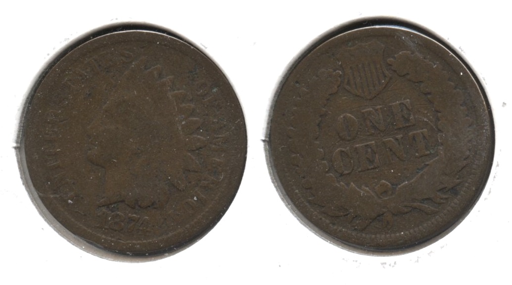 1874 Indian Head Cent Good-4 #ax