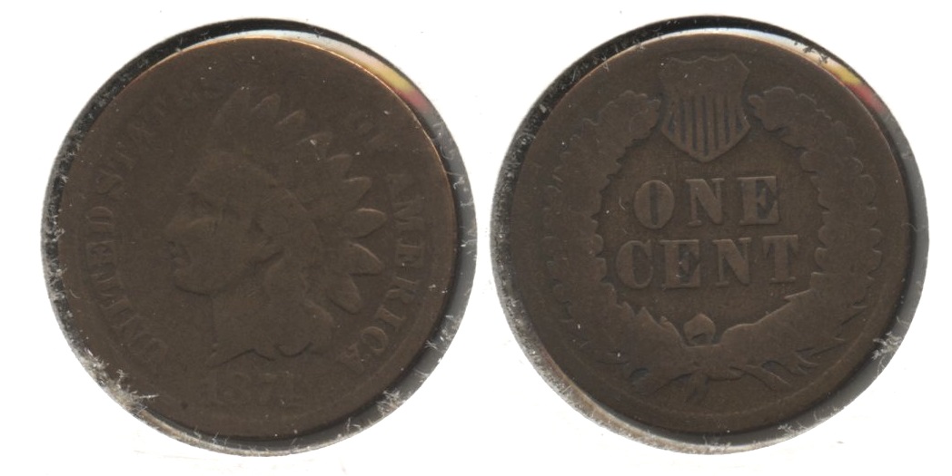 1874 Indian Head Cent Good-4 #ay Cleaned