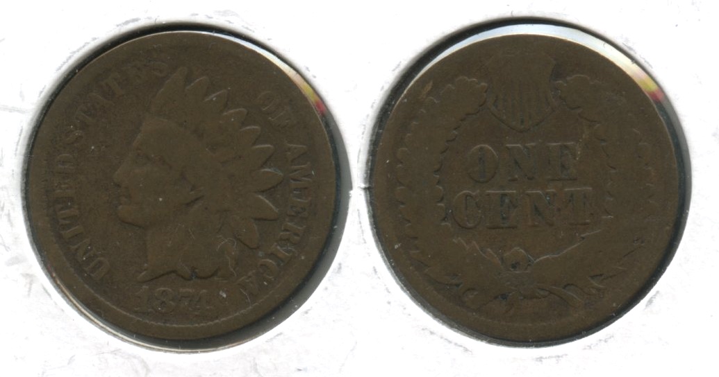 1874 Indian Head Cent Good-4 #be