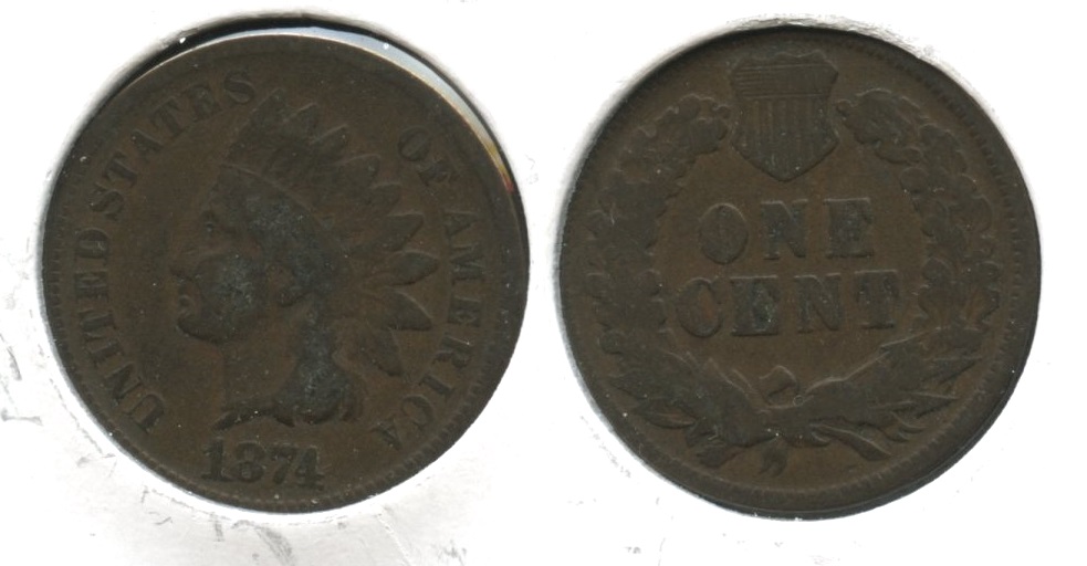 1874 Indian Head Cent Good-4 #bj
