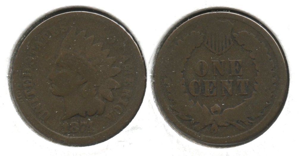 1874 Indian Head Cent Good-4 #bl