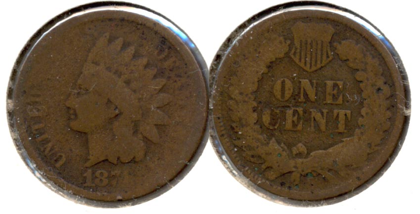 1874 Indian Head Cent Good-4 m Pitted