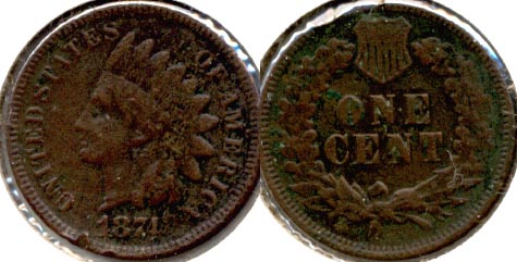 1874 Indian Head Cent Good-4 o Dark