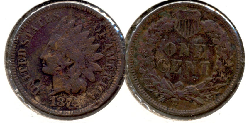 1874 Indian Head Cent VG-8 d Dark
