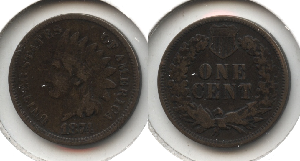 1874 Indian Head Cent VG-8 #f