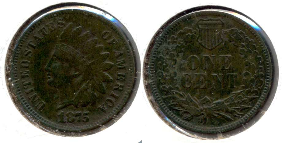 1875 Indian Head Cent EF-40 a Dark