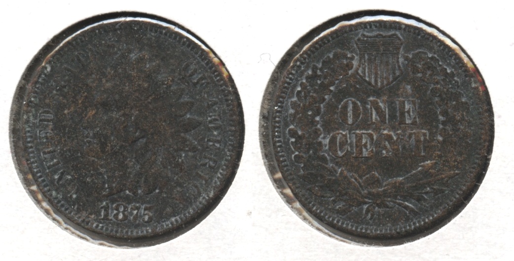 1875 Indian Head Cent Fine-12 #d Corroded