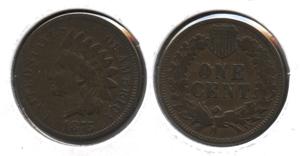 1875 Indian Head Cent Fine-12 #f