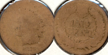 1875 Indian Head Cent Fair-2 d Cleaned