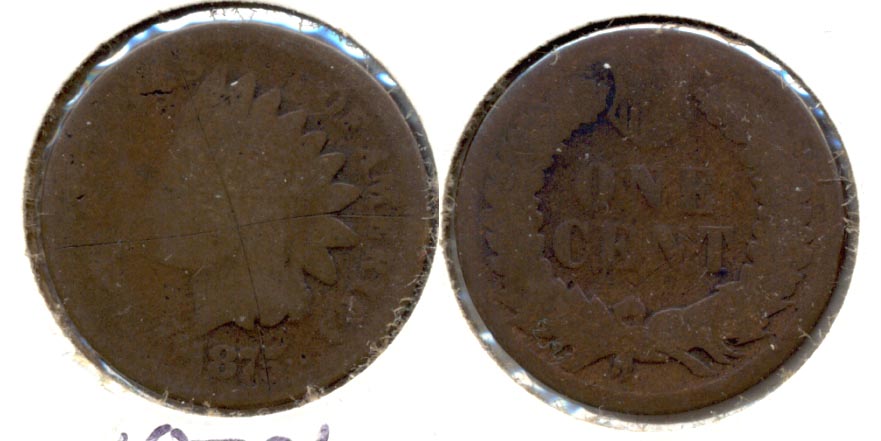 1875 Indian Head Cent Fair-2 k Obverse Scratch