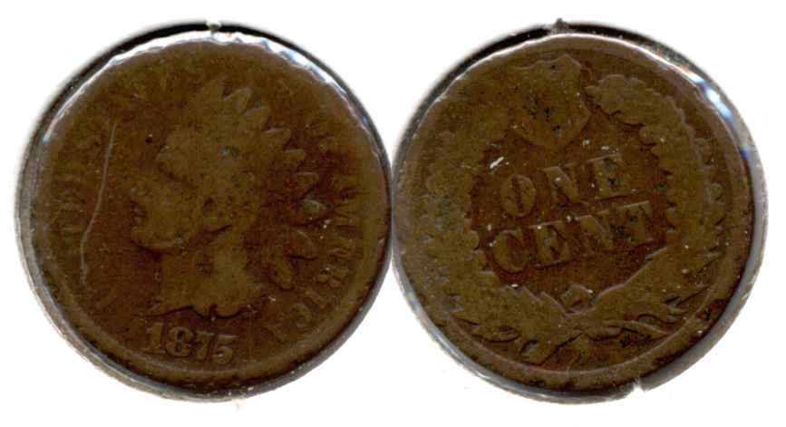 1875 Indian Head Cent Good-4 aa Few Pits