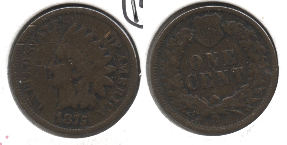 1875 Indian Head Cent Good-4 #ar Rim Cut