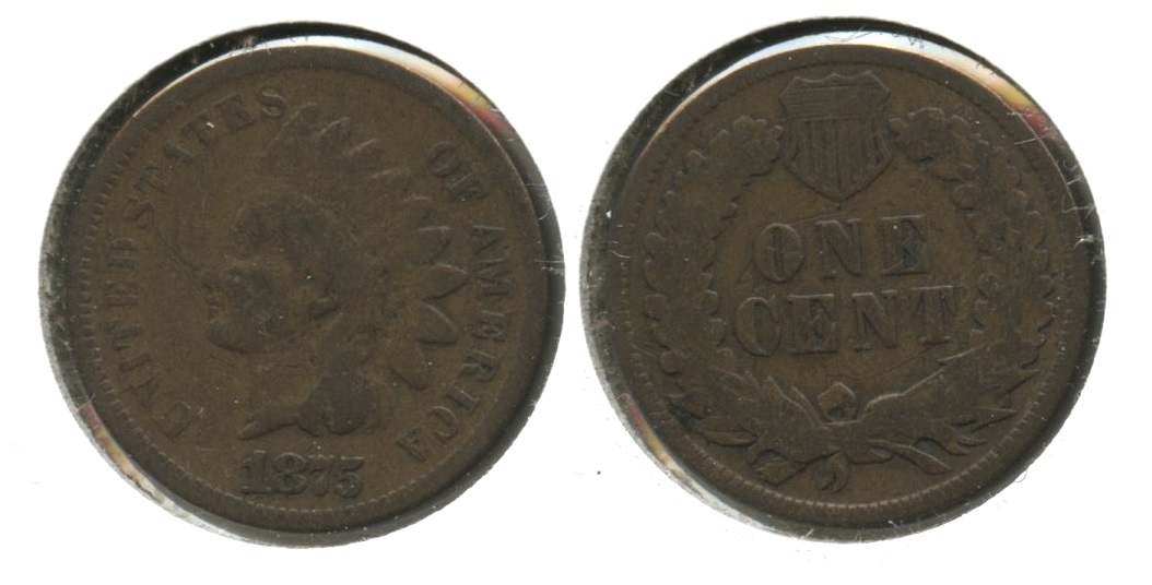1875 Indian Head Cent Good-4 #ay Obverse Marks