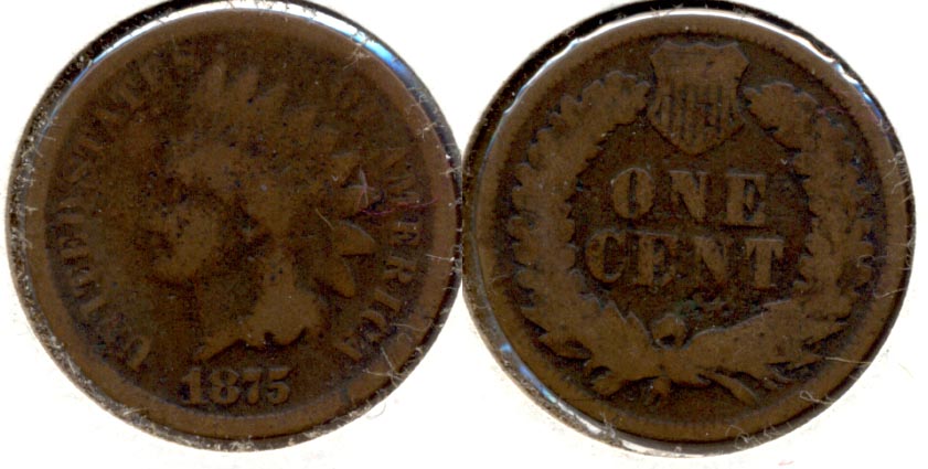 1875 Indian Head Cent Good-4 m Rough Pitting