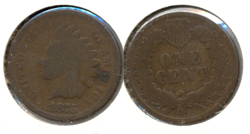1875 Indian Head Cent Good-4 s Rim Cuts