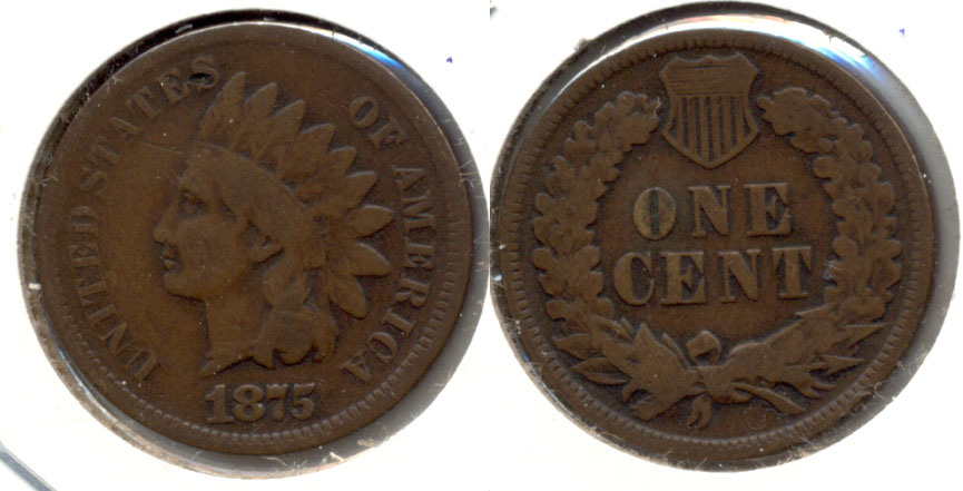 1875 Indian Head Cent Good-4 t