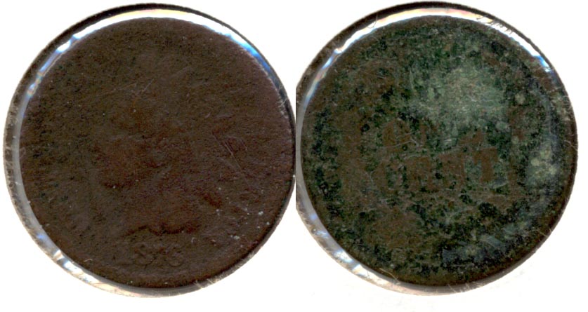 1876 Indian Head Cent AG-3 Corrosion