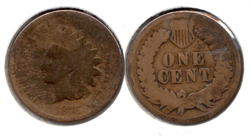 1876 Indian Head Cent AG-3 e Cleaned