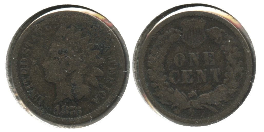 1876 Indian Head Cent Good-4 #aa Convex